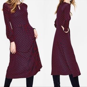 Boden red and navy midi-dress